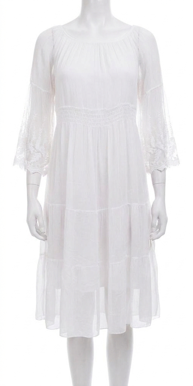 NEW GIGI MODA delica midi dress in white